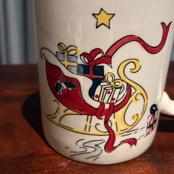 LARGE Christmas Sleigh LE GOURMET CHEF Handpainted Holiday Coffee Mug - Picture 2 of 9